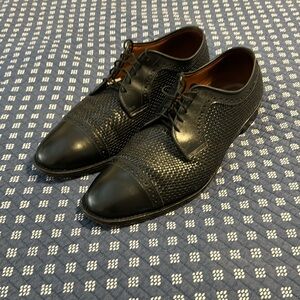 ALLEN EDMONDS SHREVEPORT MEN'S BLACK WOVEN LEATHER CAP-TOE OXFORD SHOES SIZE 12